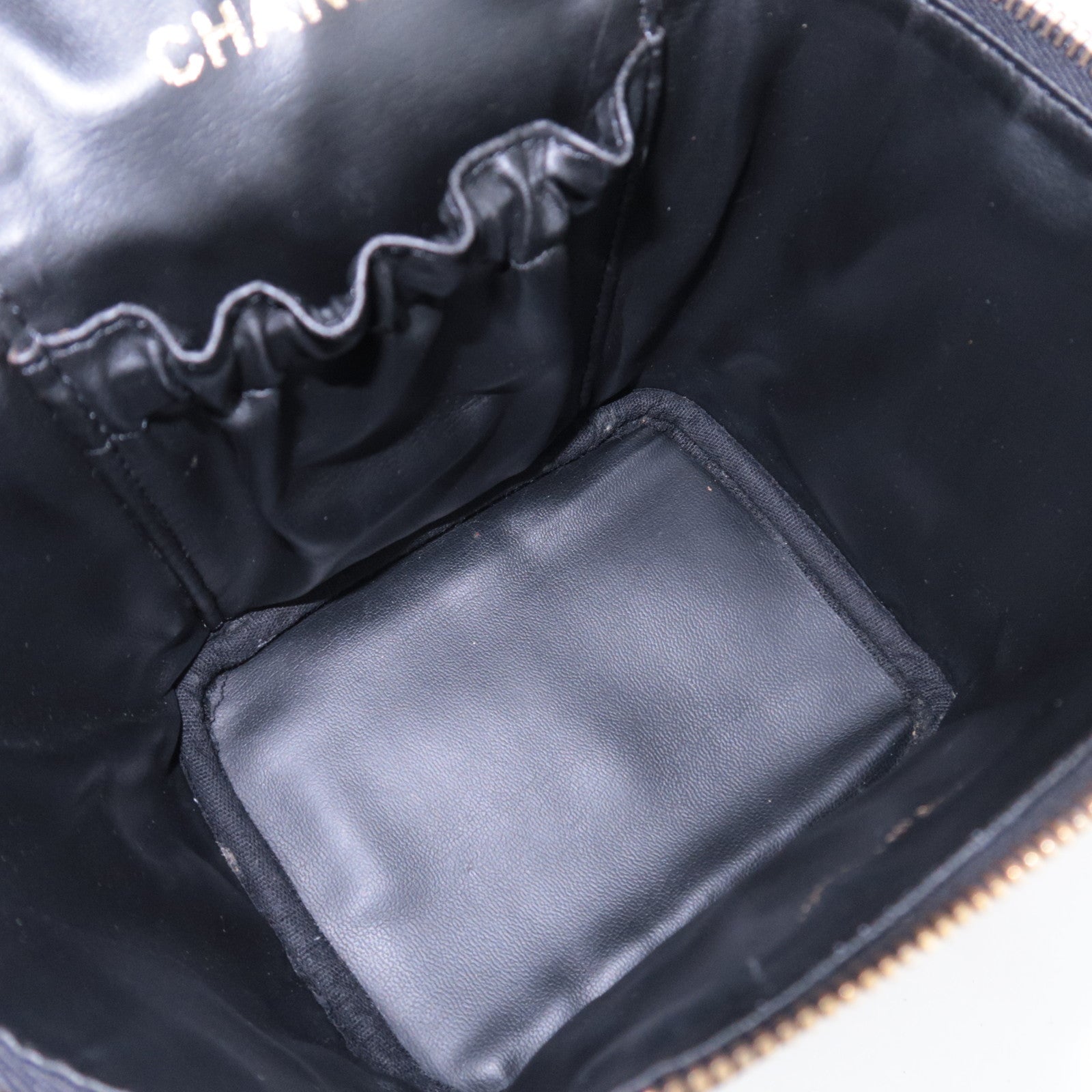 CHANEL Coco Mark Caviar skin Vanity Bag Black A01998