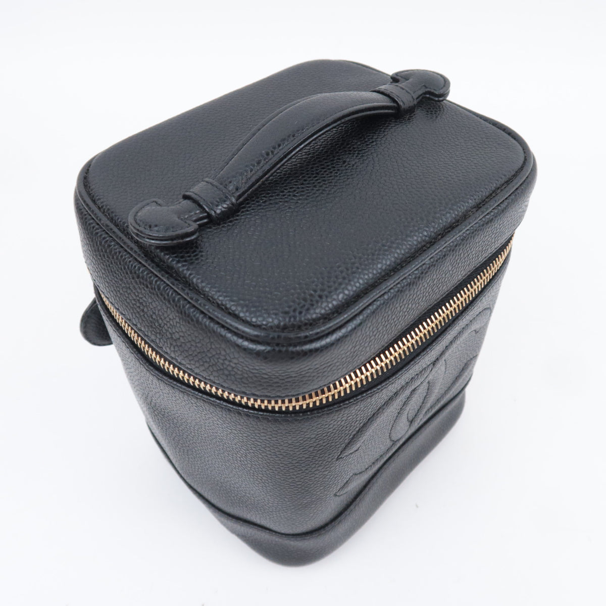 CHANEL Coco Mark Caviar skin Vanity Bag Black A01998