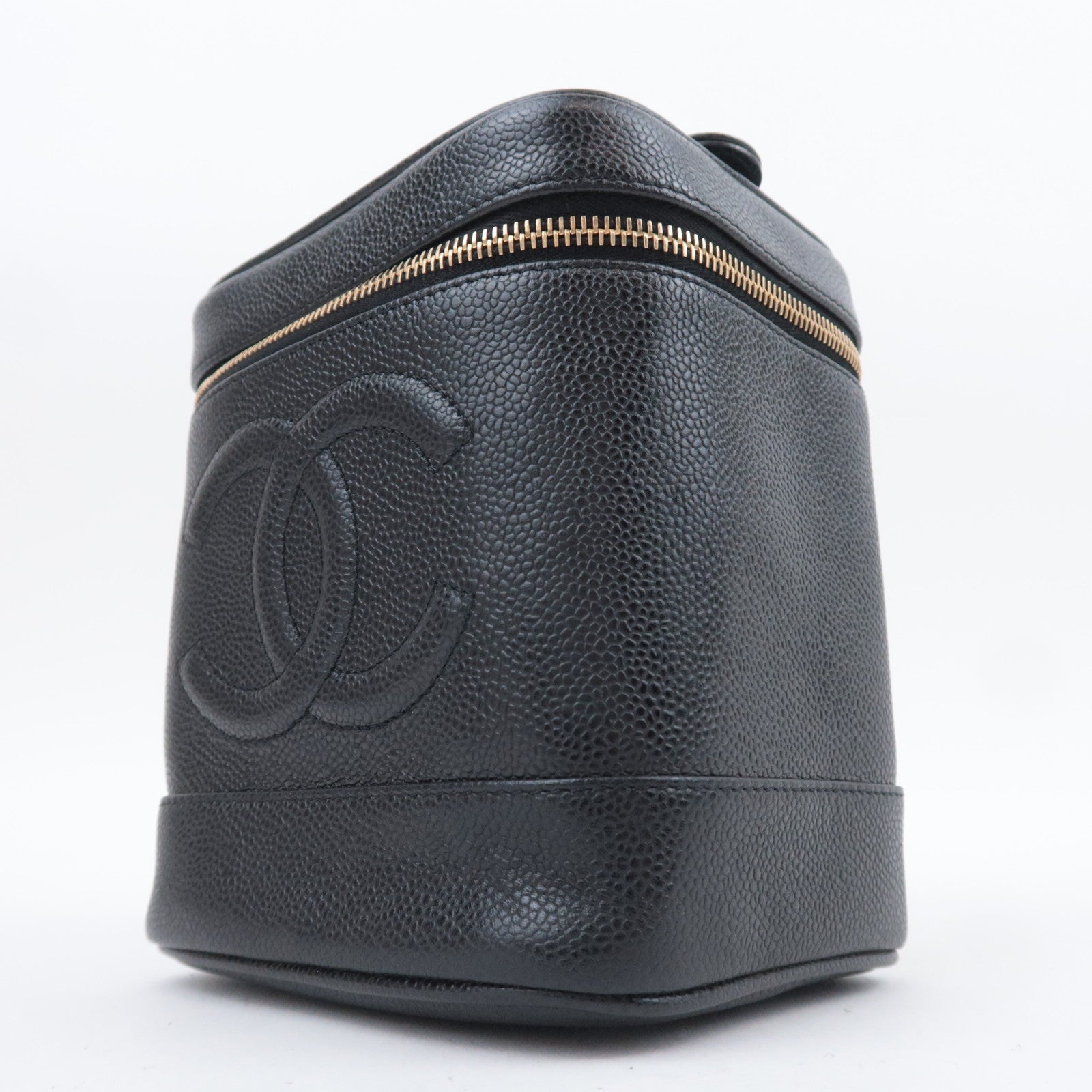 CHANEL Coco Mark Caviar skin Vanity Bag Black A01998
