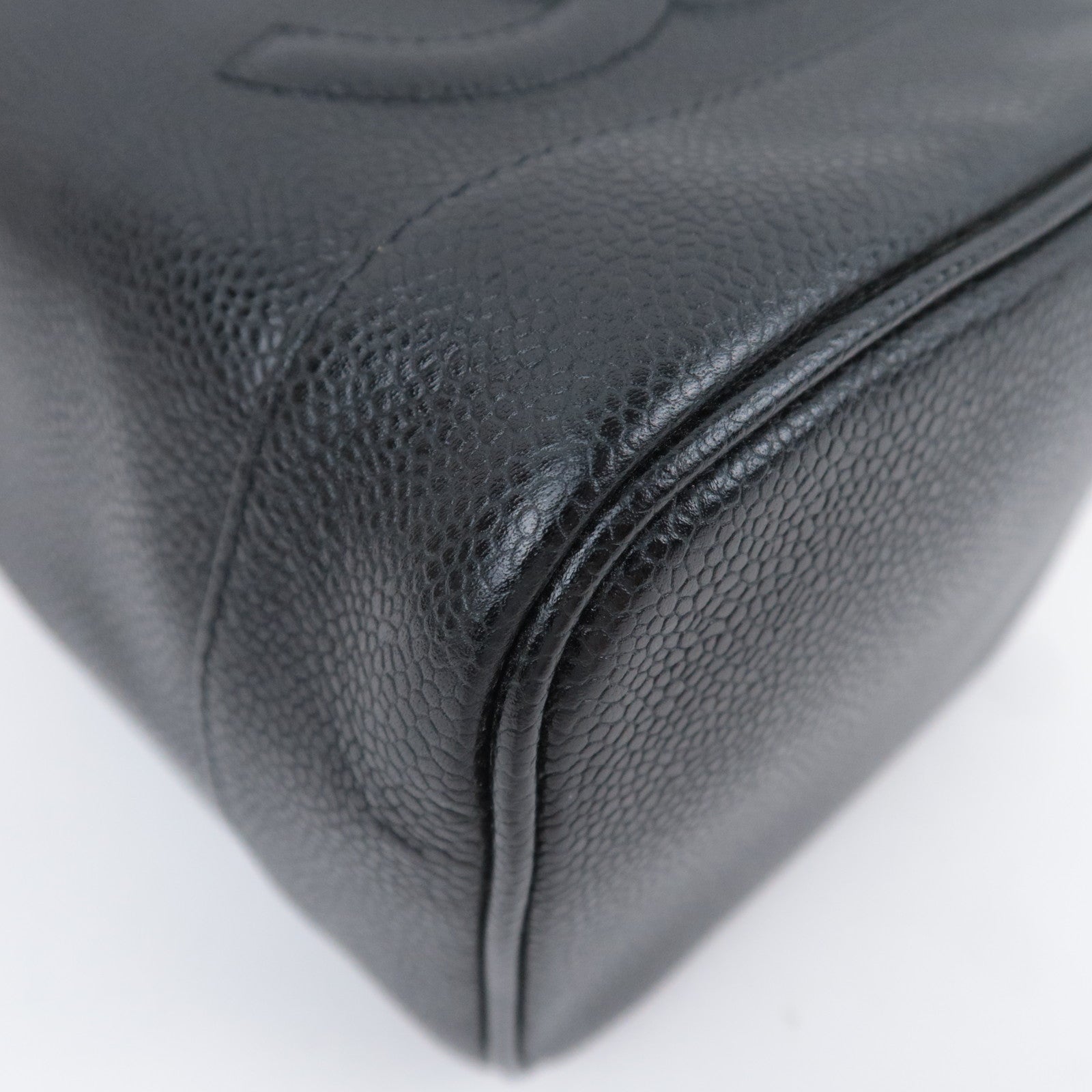 CHANEL Coco Mark Caviar skin Vanity Bag Black A01998