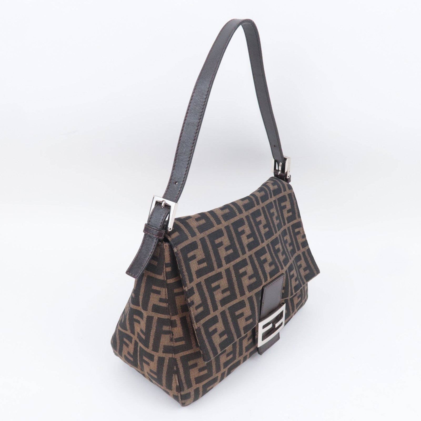 FENDI Zucca Mamma Baguette Bag Canvas Brown 26325