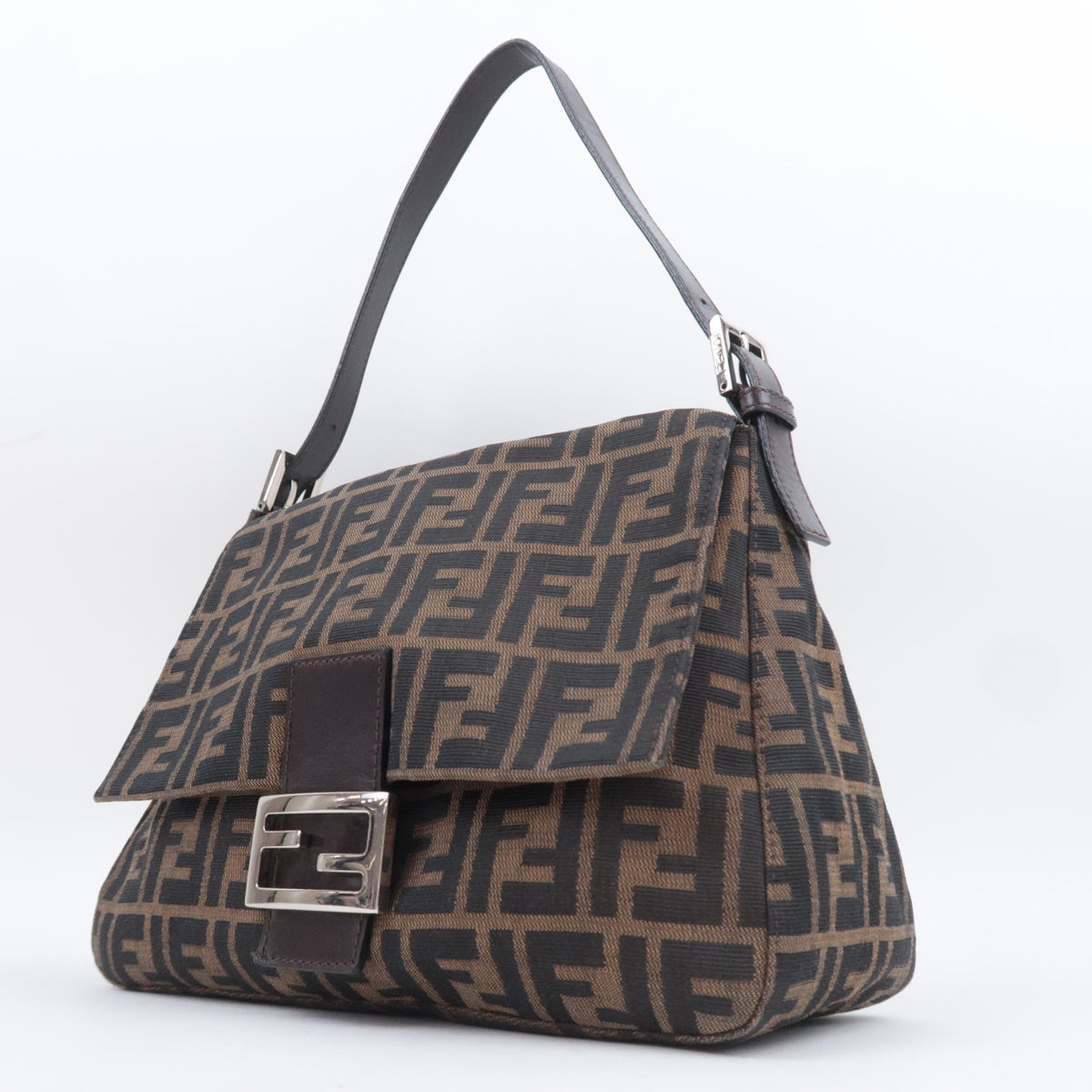 FENDI Zucca Mamma Baguette Bag Canvas Brown 26325