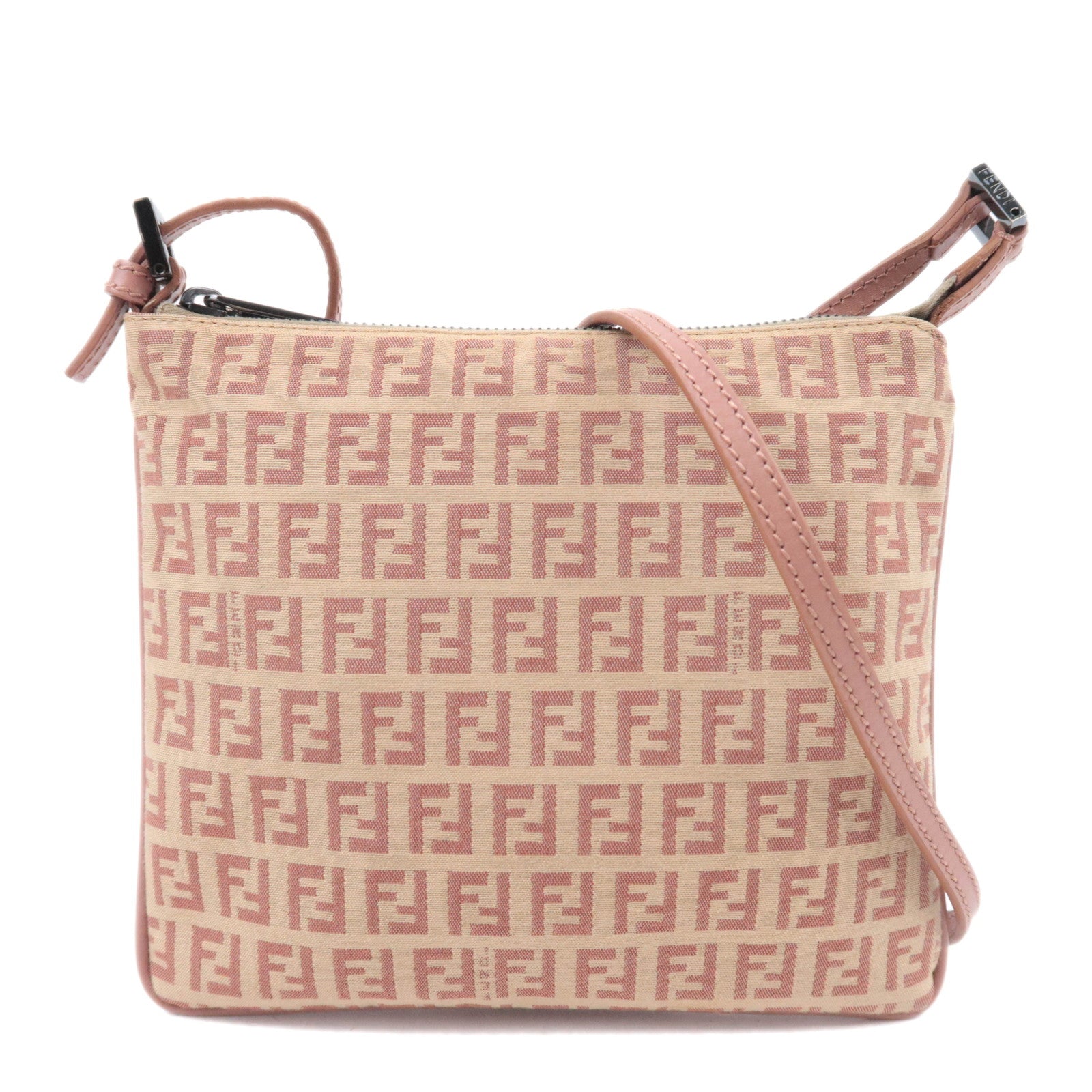 FENDI Zucchino Shoulder Bag Canvas Pink 8BT04792096
