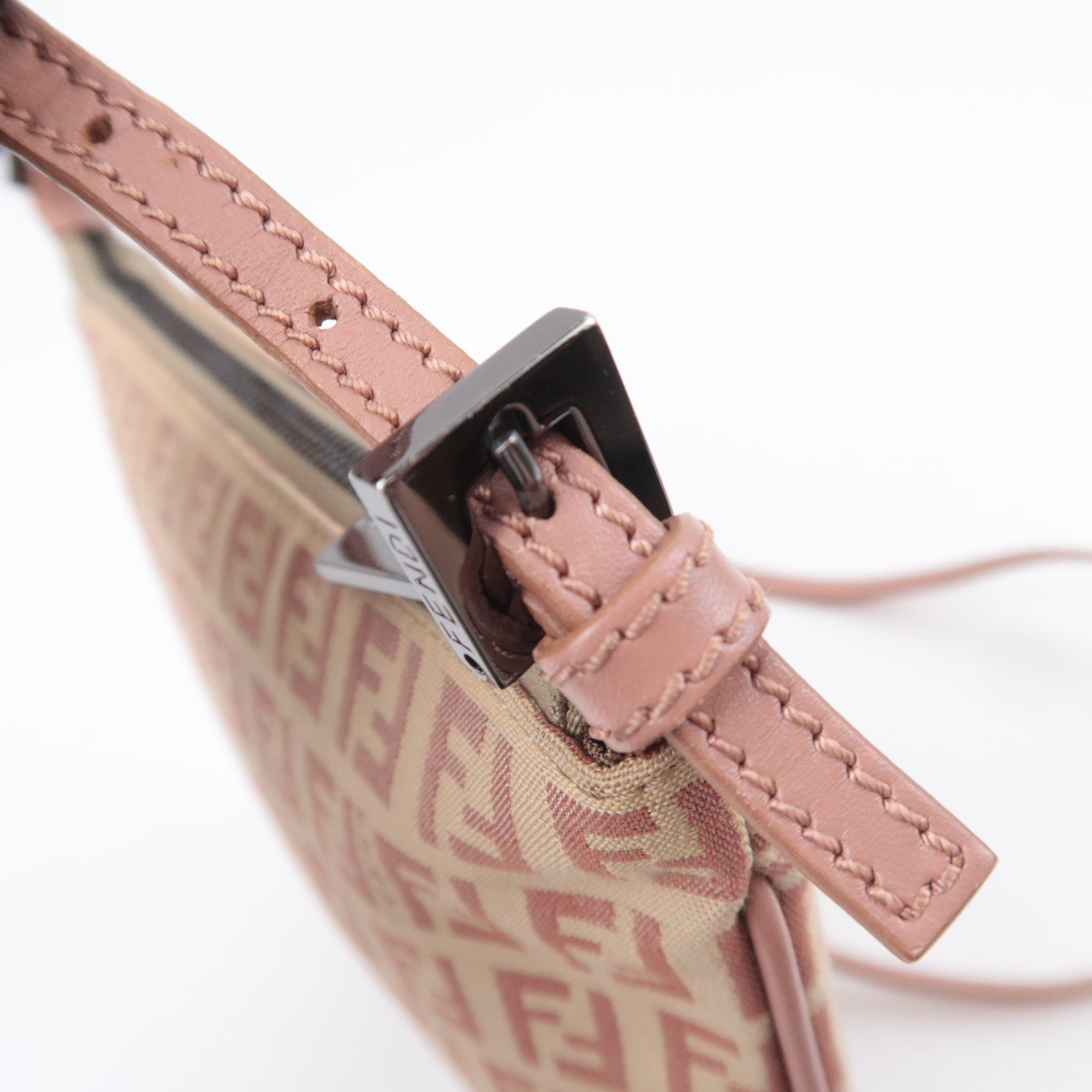 FENDI Zucchino Shoulder Bag Canvas Pink 8BT047