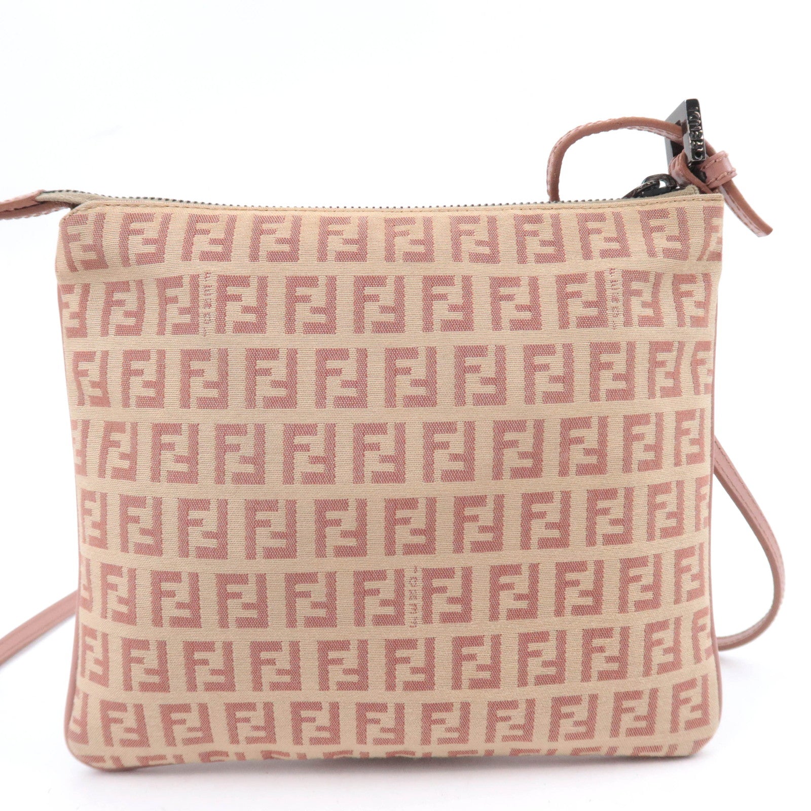 FENDI Zucchino Shoulder Bag Canvas Pink 8BT047