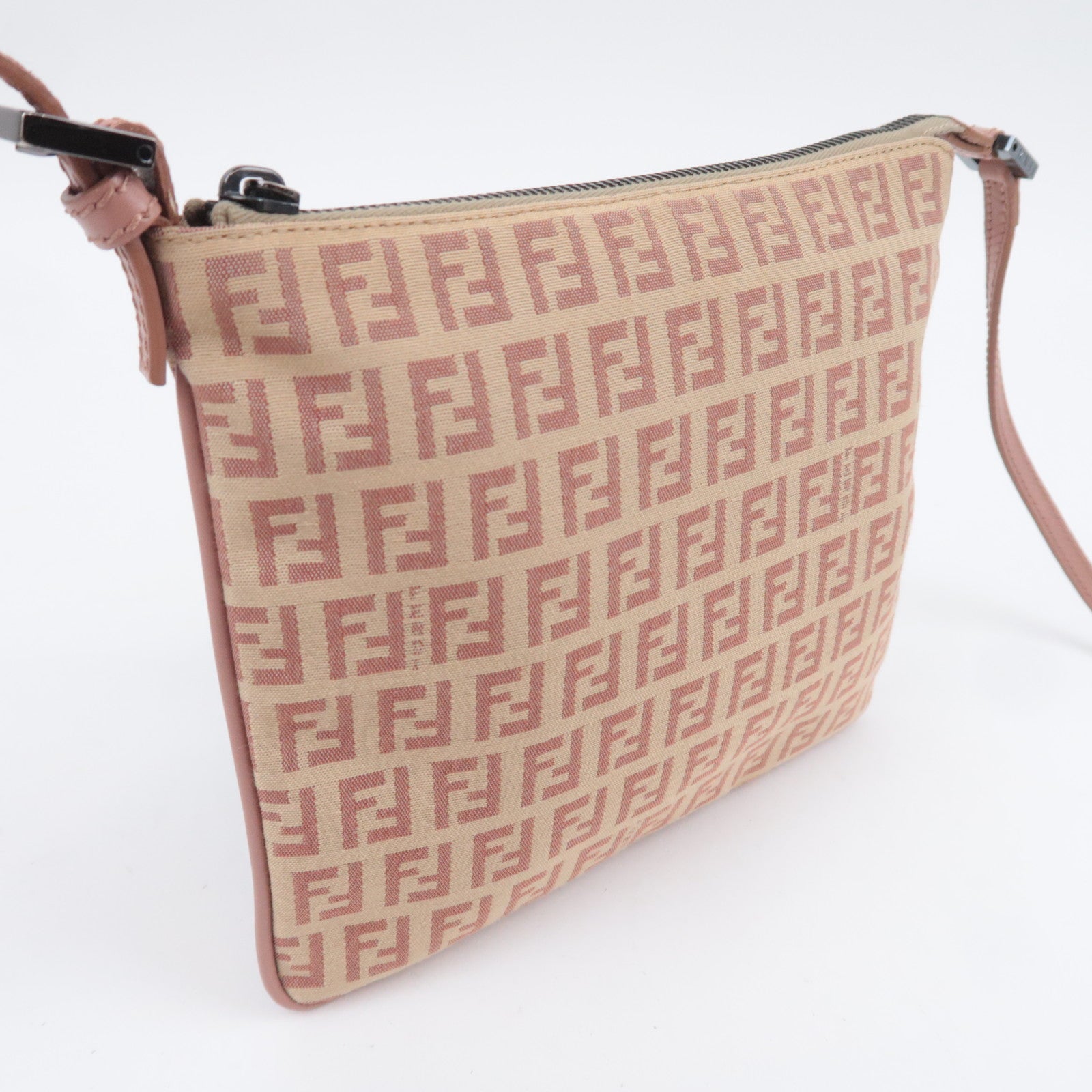 FENDI Zucchino Shoulder Bag Canvas Pink 8BT047