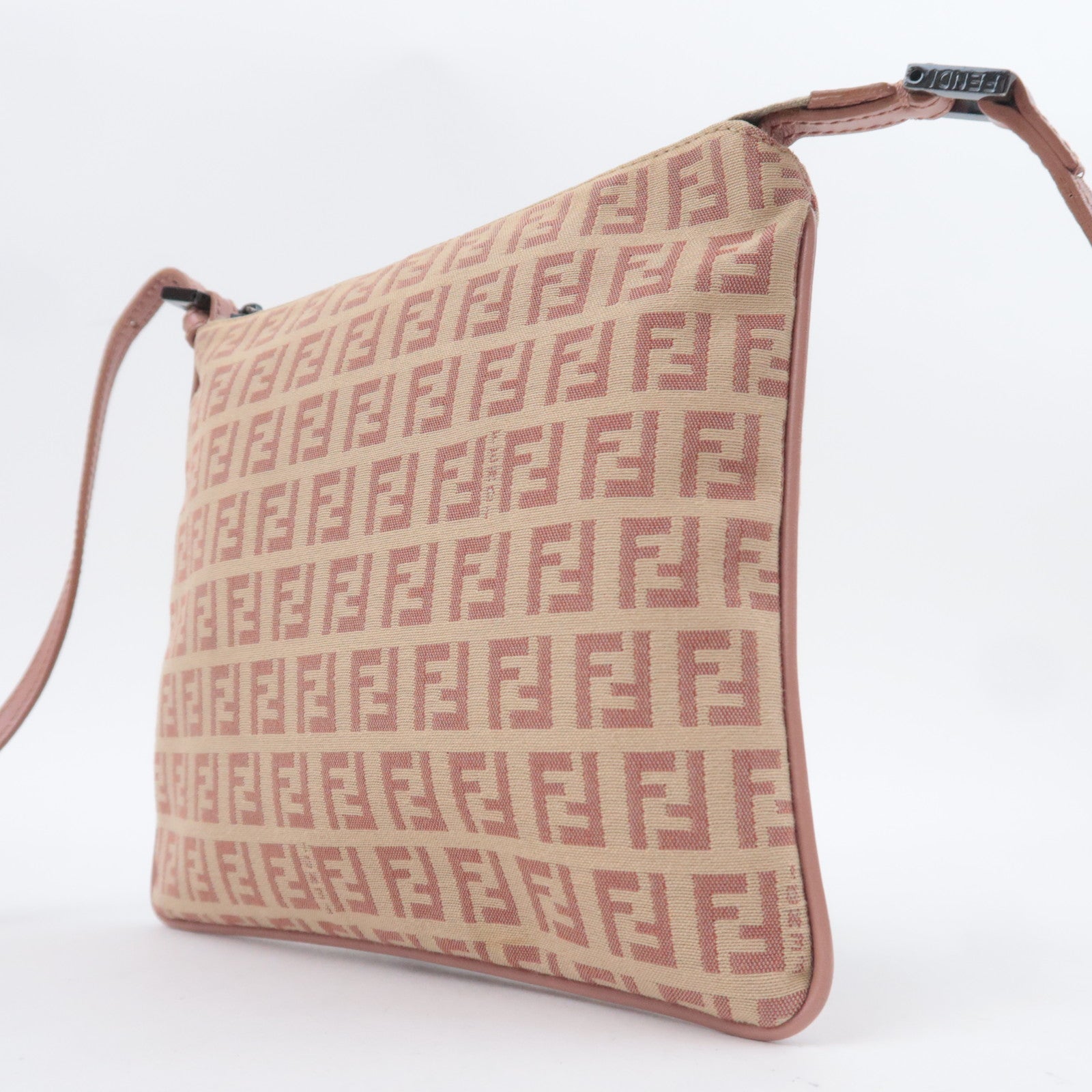 FENDI Zucchino Shoulder Bag Canvas Pink 8BT047