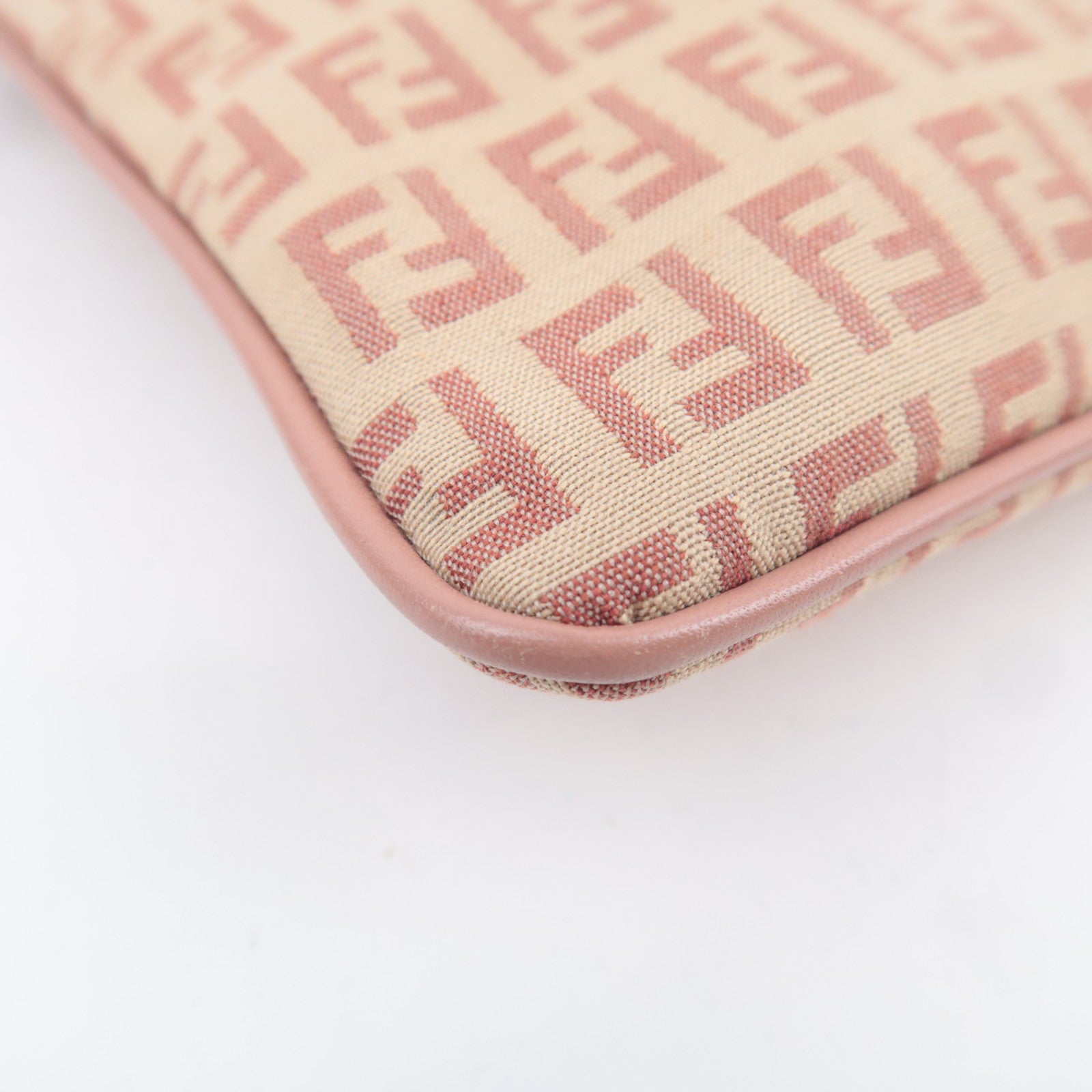 FENDI Zucchino Shoulder Bag Canvas Pink 8BT047