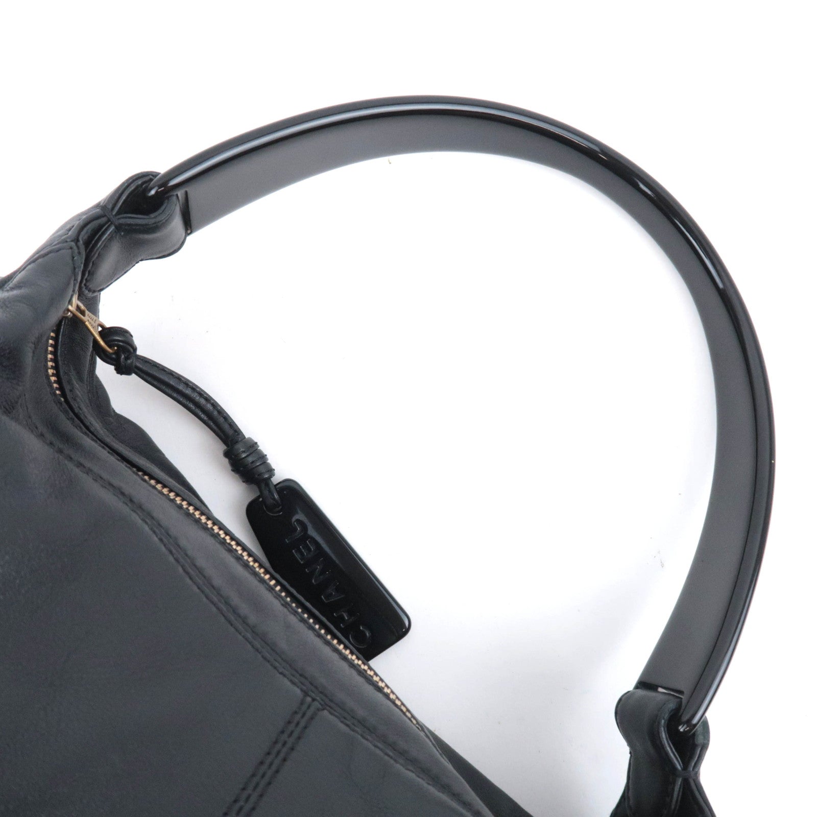 CHANEL Coco Mark Hobo Lambskin Shoulder Bag Black