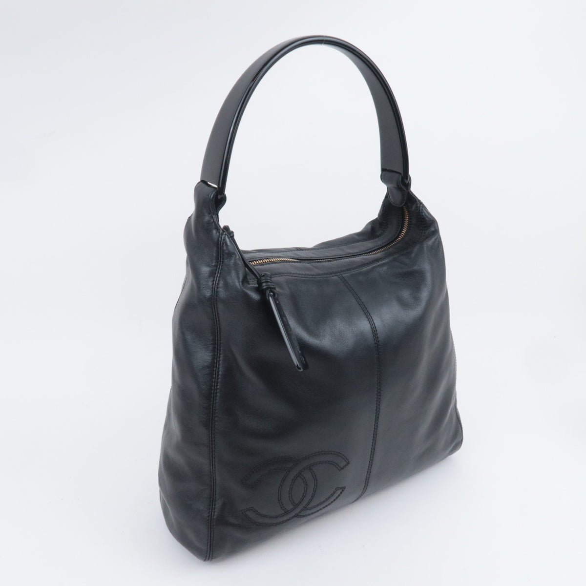 CHANEL Coco Mark Hobo Lambskin Shoulder Bag Black