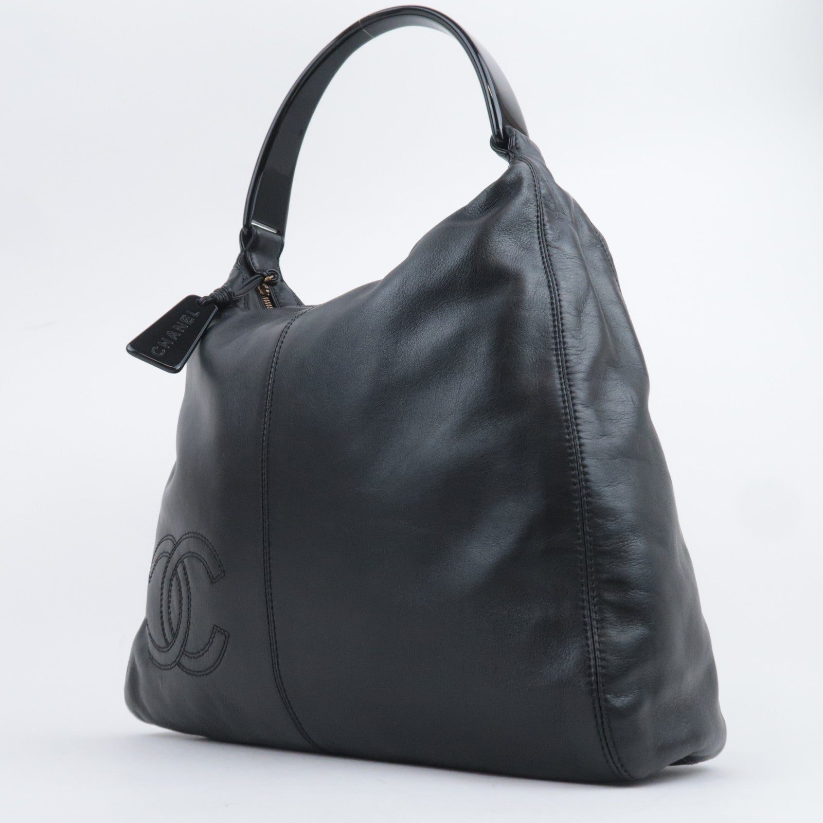 CHANEL Coco Mark Hobo Lambskin Shoulder Bag Black