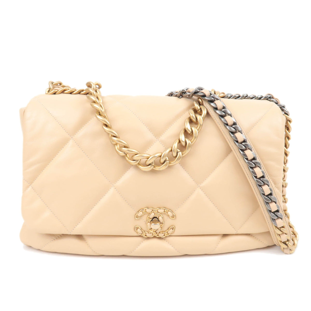 CHANEL 19 Dixneuf Maxi Lambskin Chain Shoulder Bag AS116292133