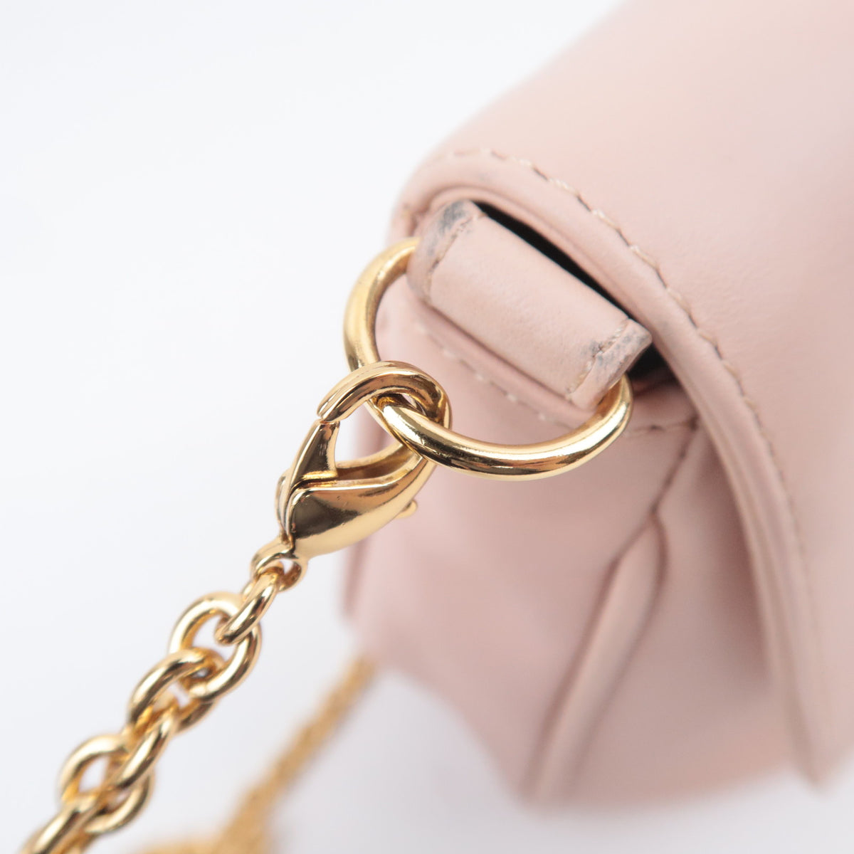 FENDI Leather Chain Shoulder Bag Pink 8M0276