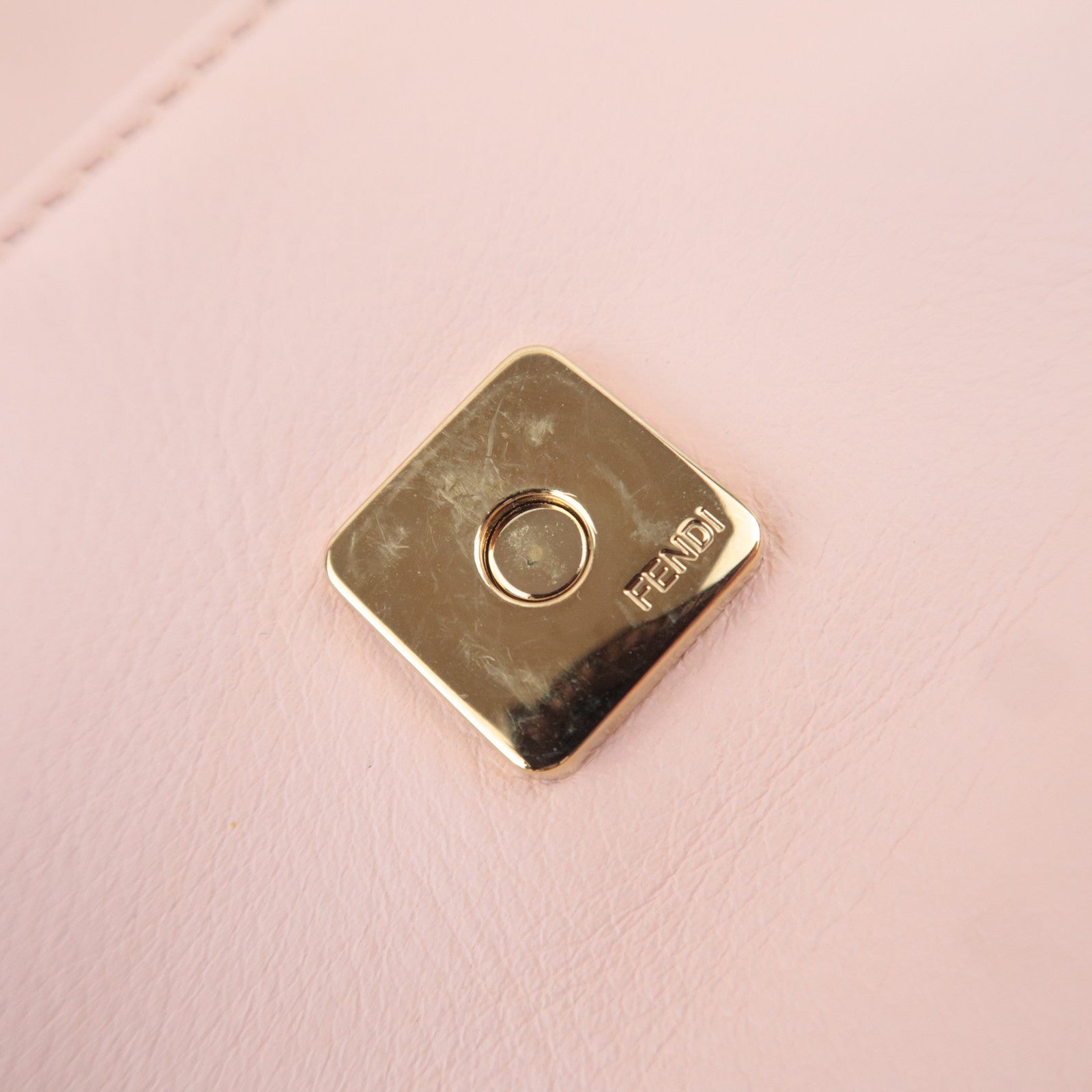 FENDI Leather Chain Shoulder Bag Pink 8M0276