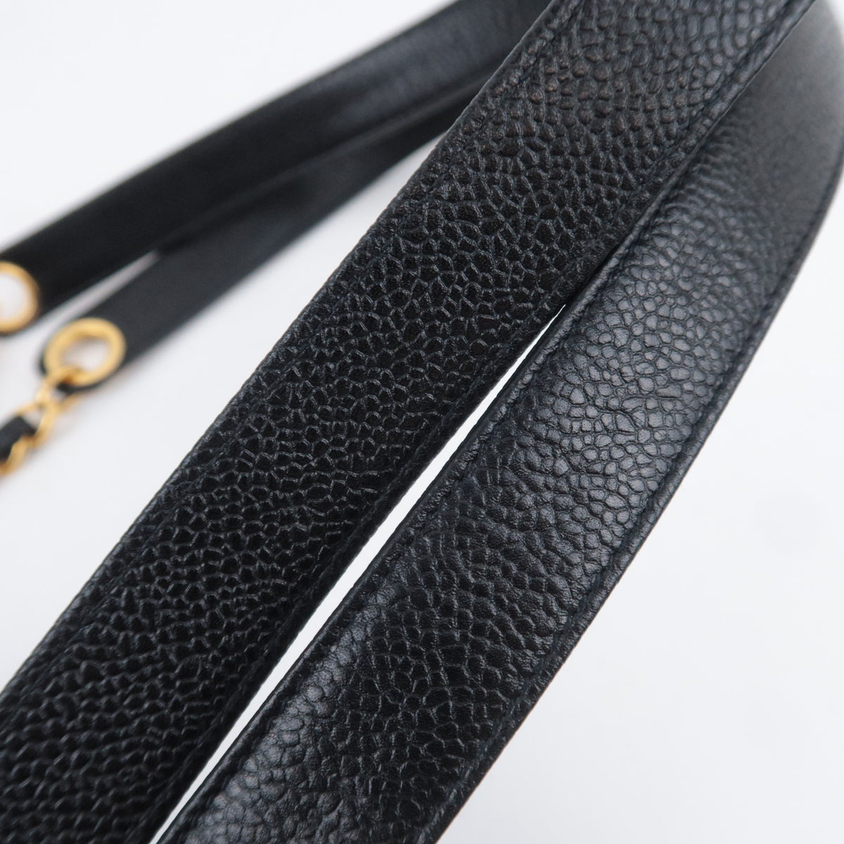 CHANEL Chain Tote Bag Caviarskin Black
