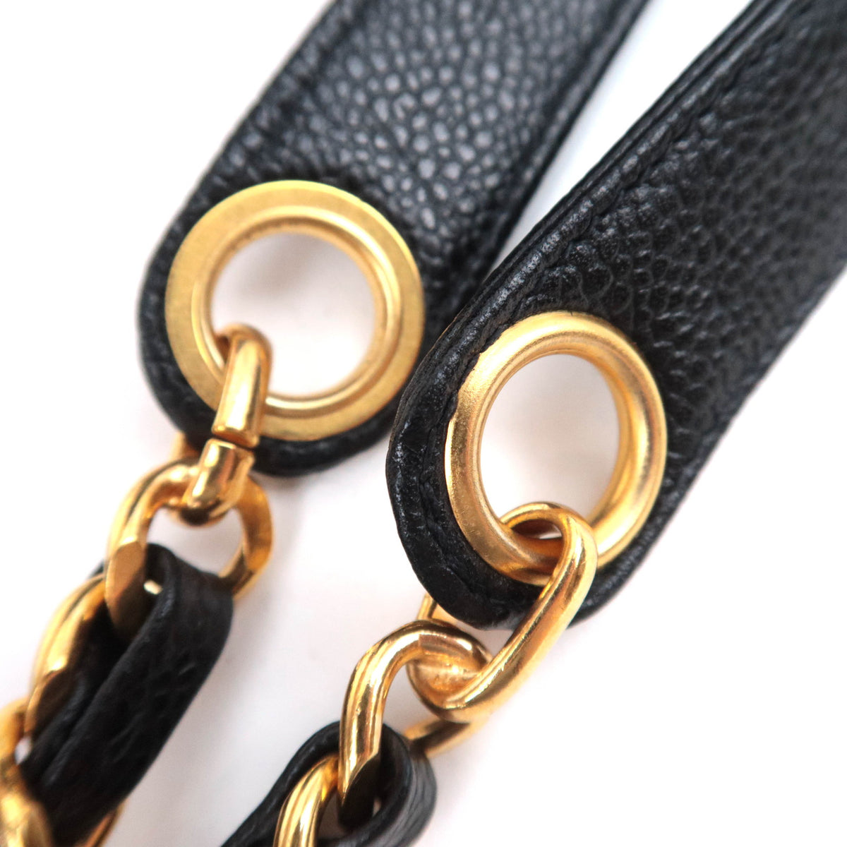 CHANEL Chain Tote Bag Caviarskin Black