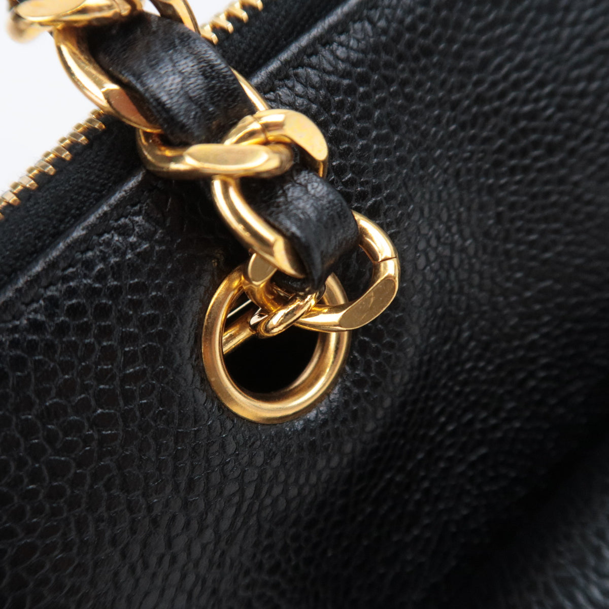 CHANEL Chain Tote Bag Caviarskin Black