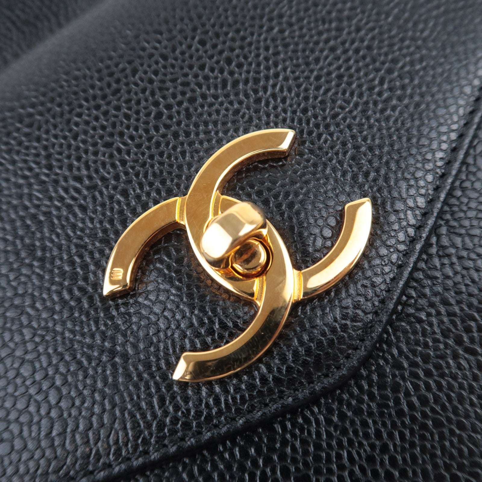 CHANEL Chain Tote Bag Caviarskin Black