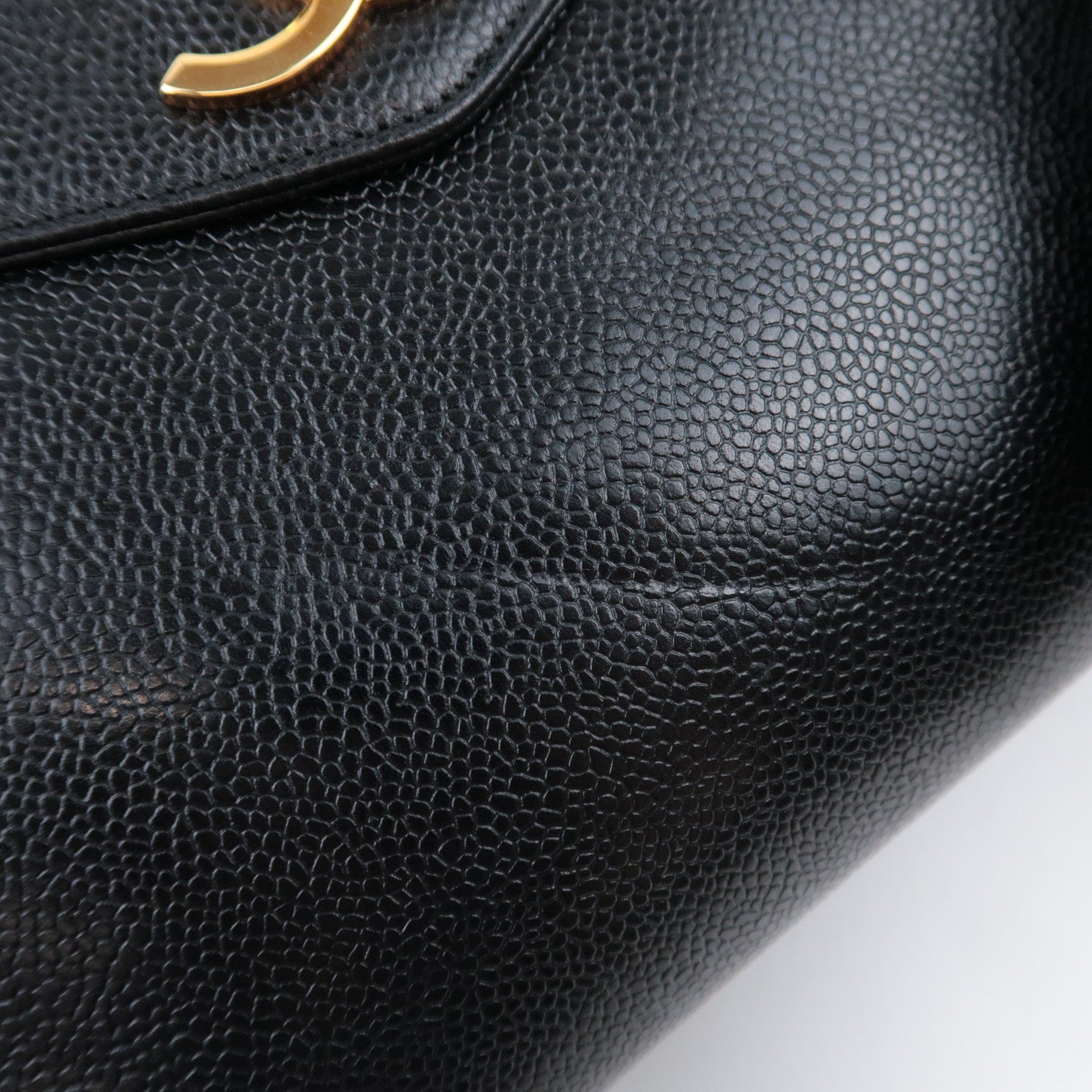 CHANEL Chain Tote Bag Caviarskin Black