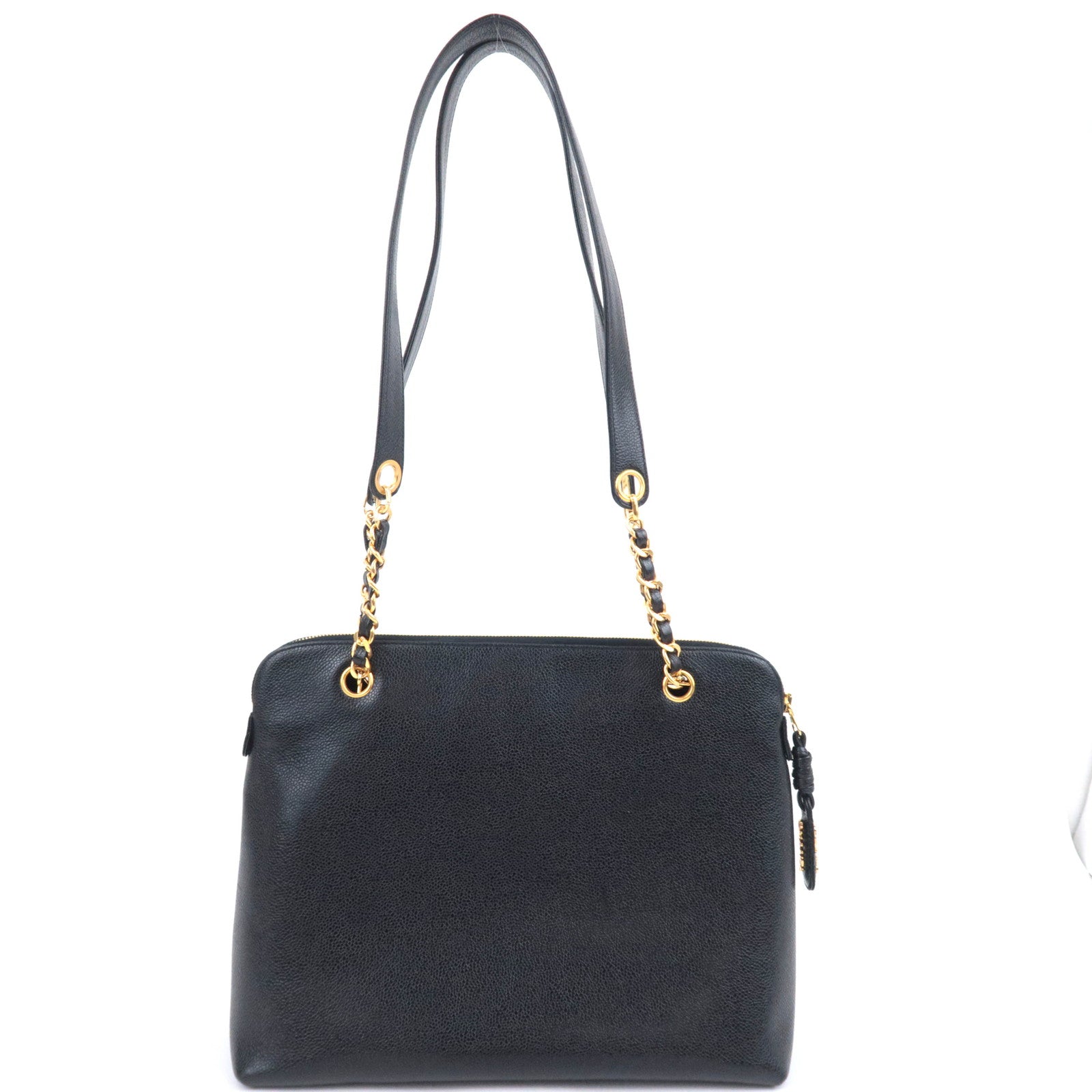 CHANEL Chain Tote Bag Caviarskin Black