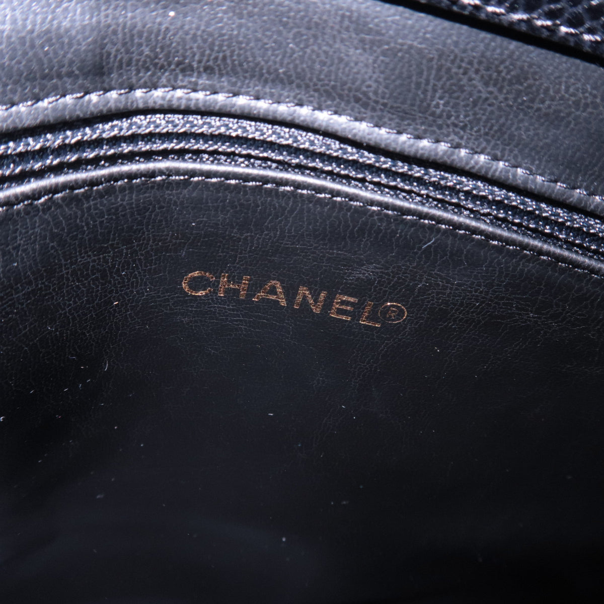 CHANEL Chain Tote Bag Caviarskin Black