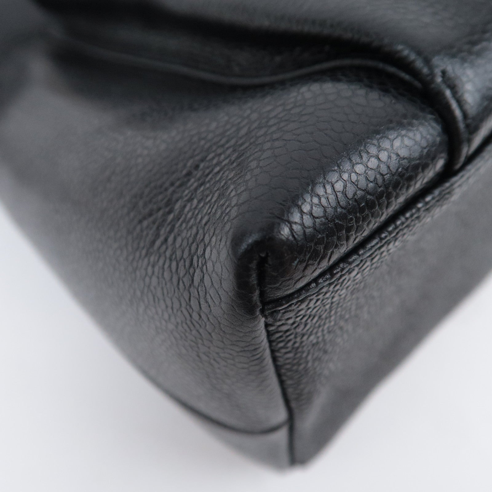 CHANEL Chain Tote Bag Caviarskin Black