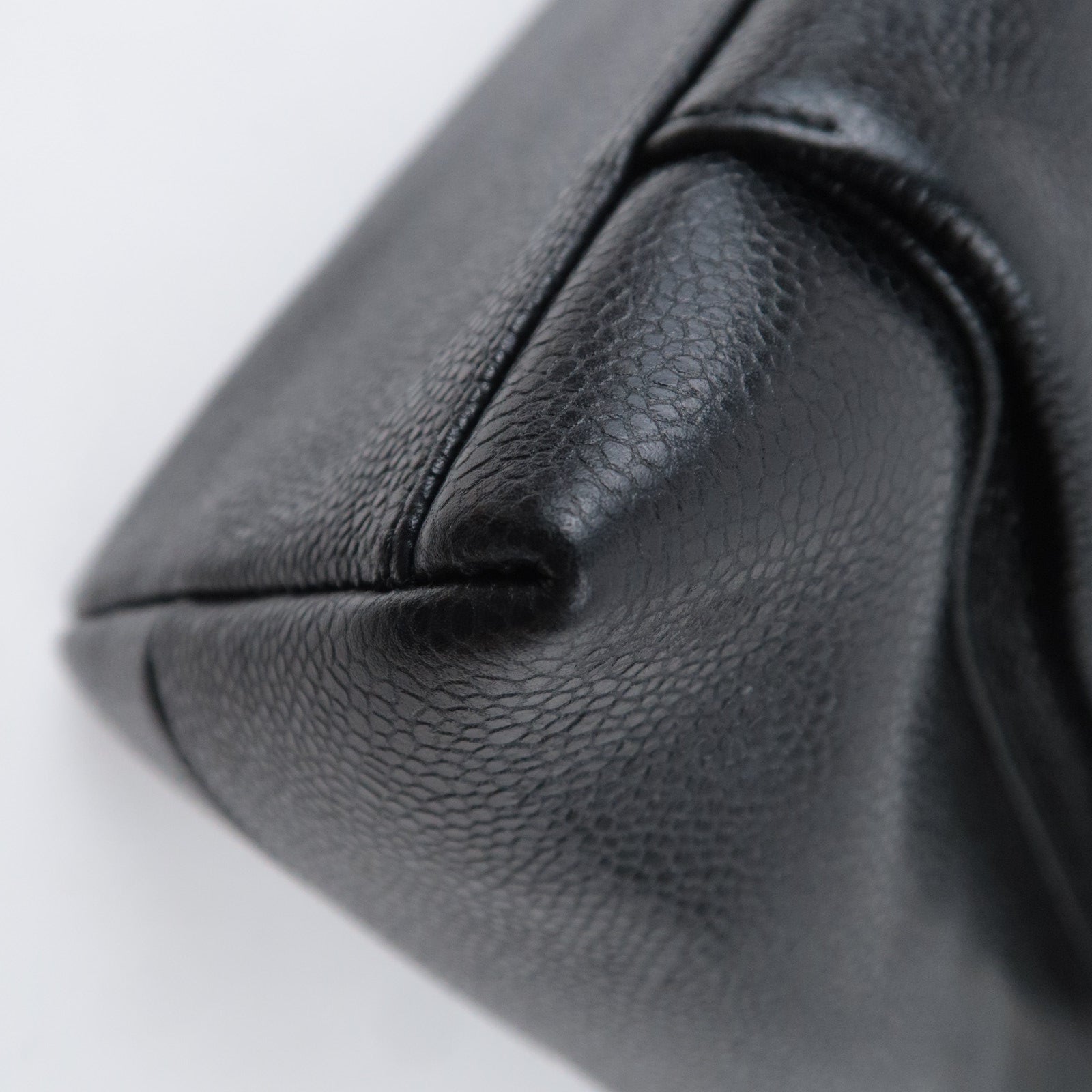 CHANEL Chain Tote Bag Caviarskin Black