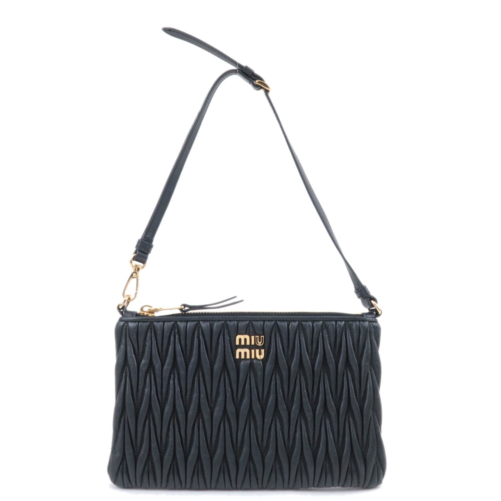 MIU MIU Matelasse Leather Accessory Pouch Black92153