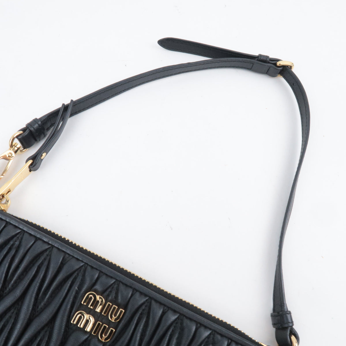 MIU MIU Matelasse Leather Accessory Pouch Black