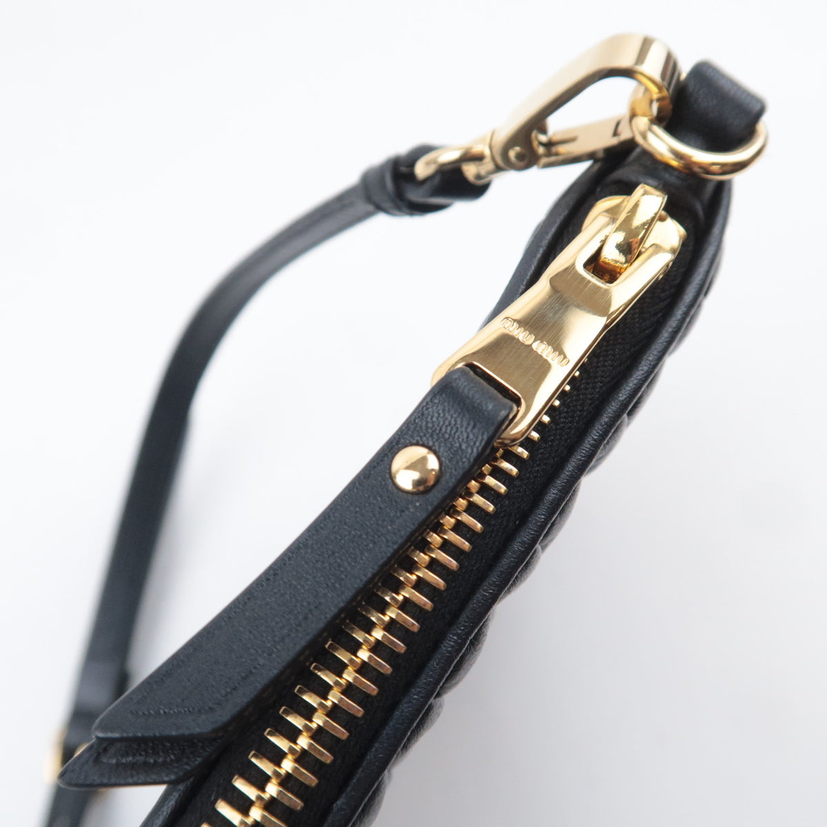 MIU MIU Matelasse Leather Accessory Pouch Black