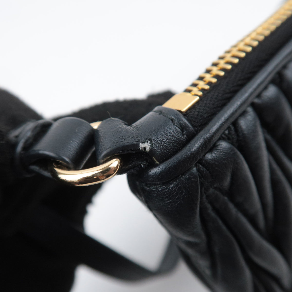 MIU MIU Matelasse Leather Accessory Pouch Black