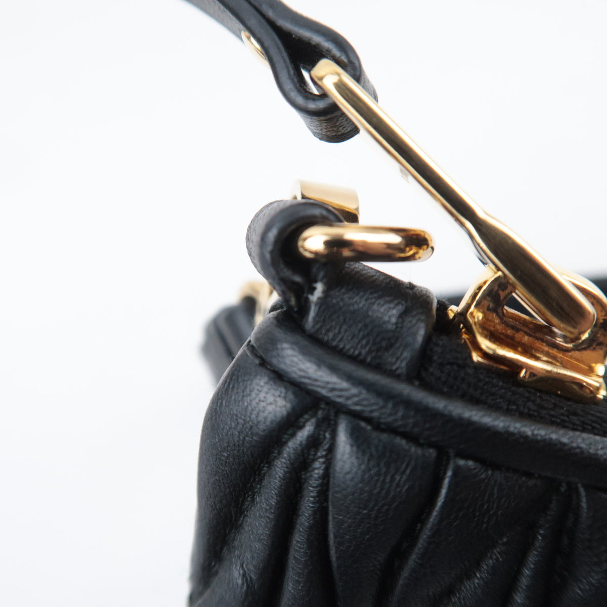 MIU MIU Matelasse Leather Accessory Pouch Black