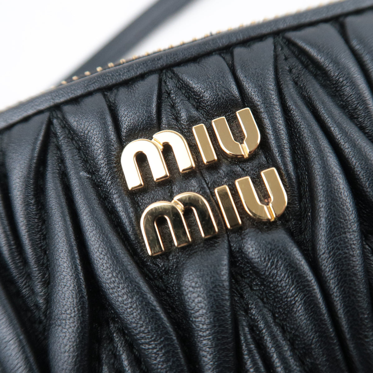 MIU MIU Matelasse Leather Accessory Pouch Black