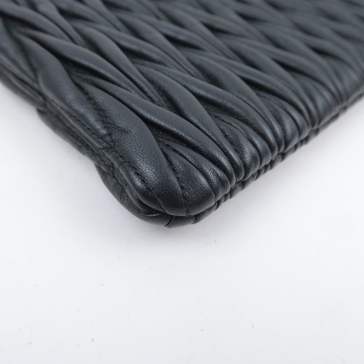 MIU MIU Matelasse Leather Accessory Pouch Black