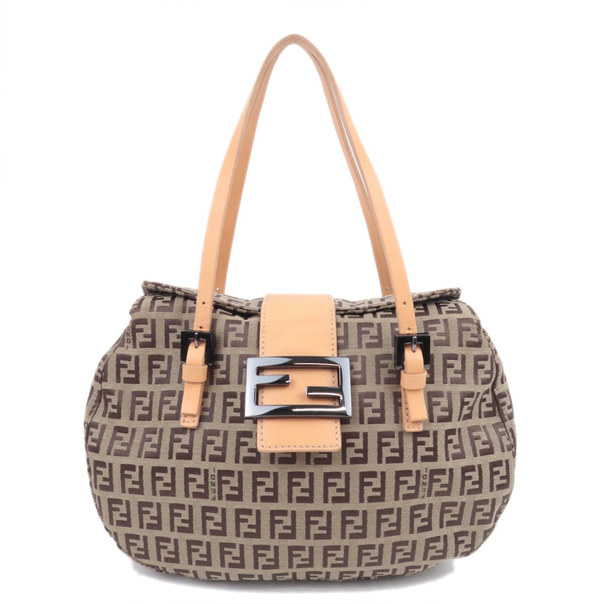 FENDI Zucchino Canvas Leather Handbag Beige92168