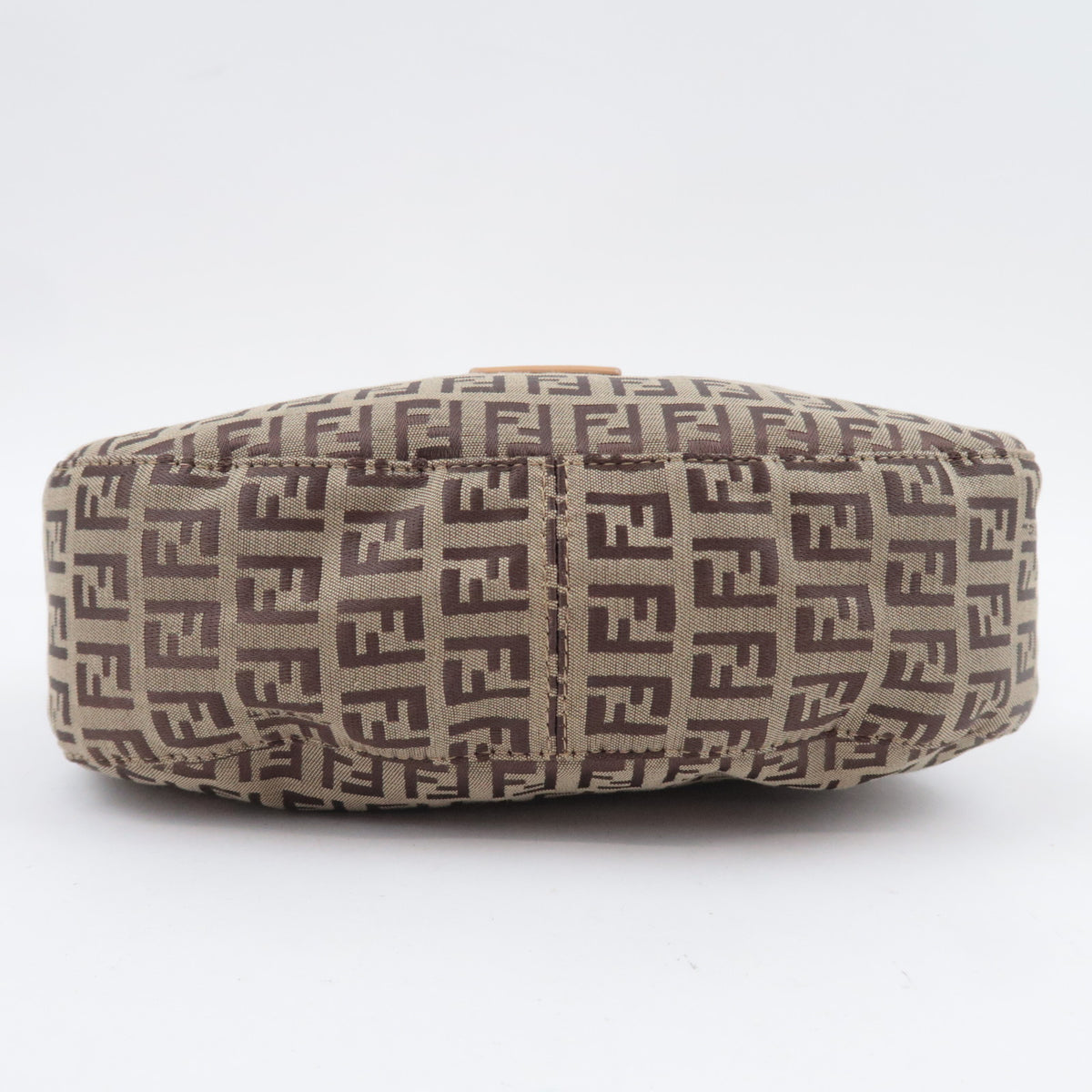 FENDI Zucchino Canvas Leather Handbag Beige