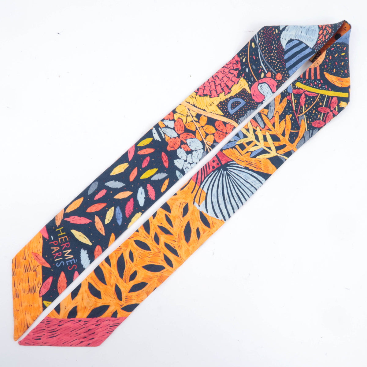 HERMES Twilly Scarf Chacun fait son nid 100% Silk