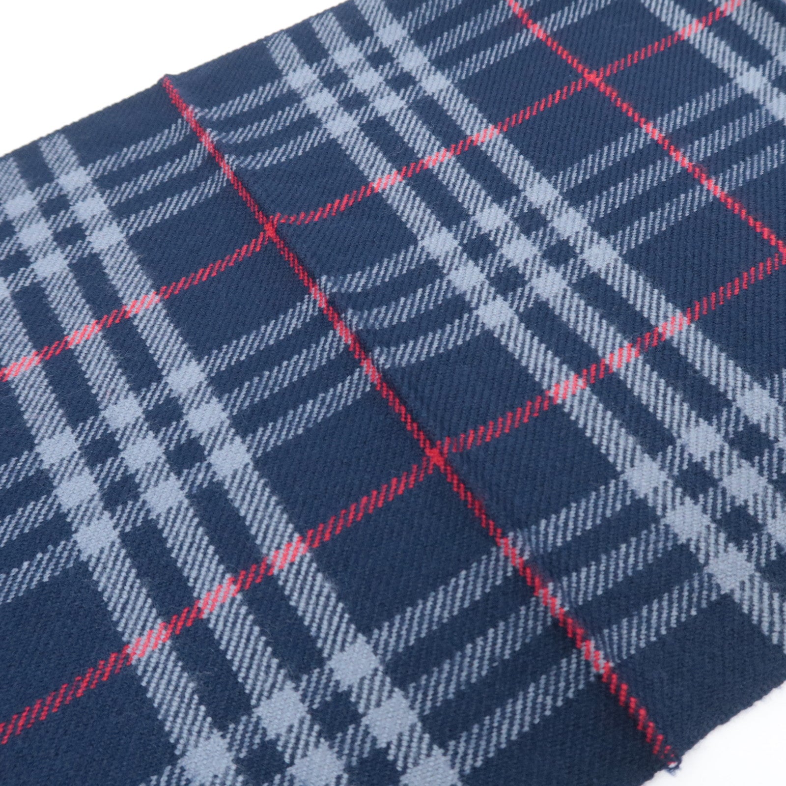 BURBERRY burberrys Nova Plaid Scarf Fringe Navy