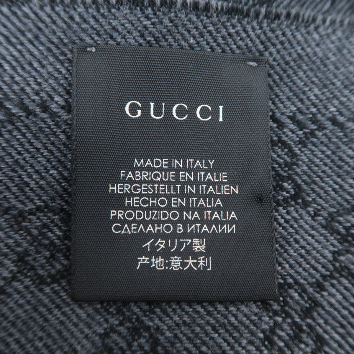 GUCCI GG Print Scarf Short Fringe Gray