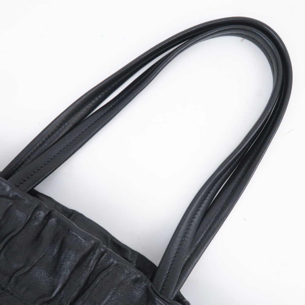 PRADA Side Ribbon Bow Leather Shoulder Bag Black