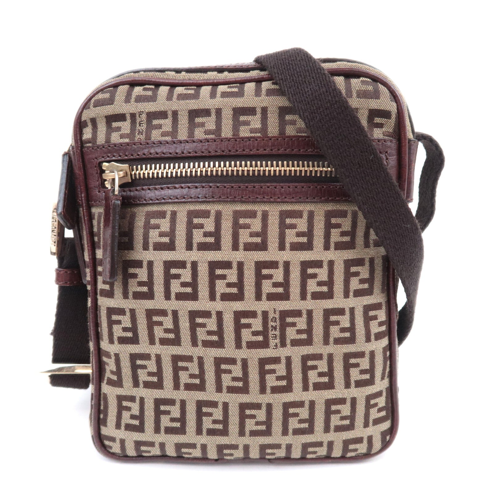 FENDI Zucchino Canvas Shoulder Bag Brown 8BT09892209