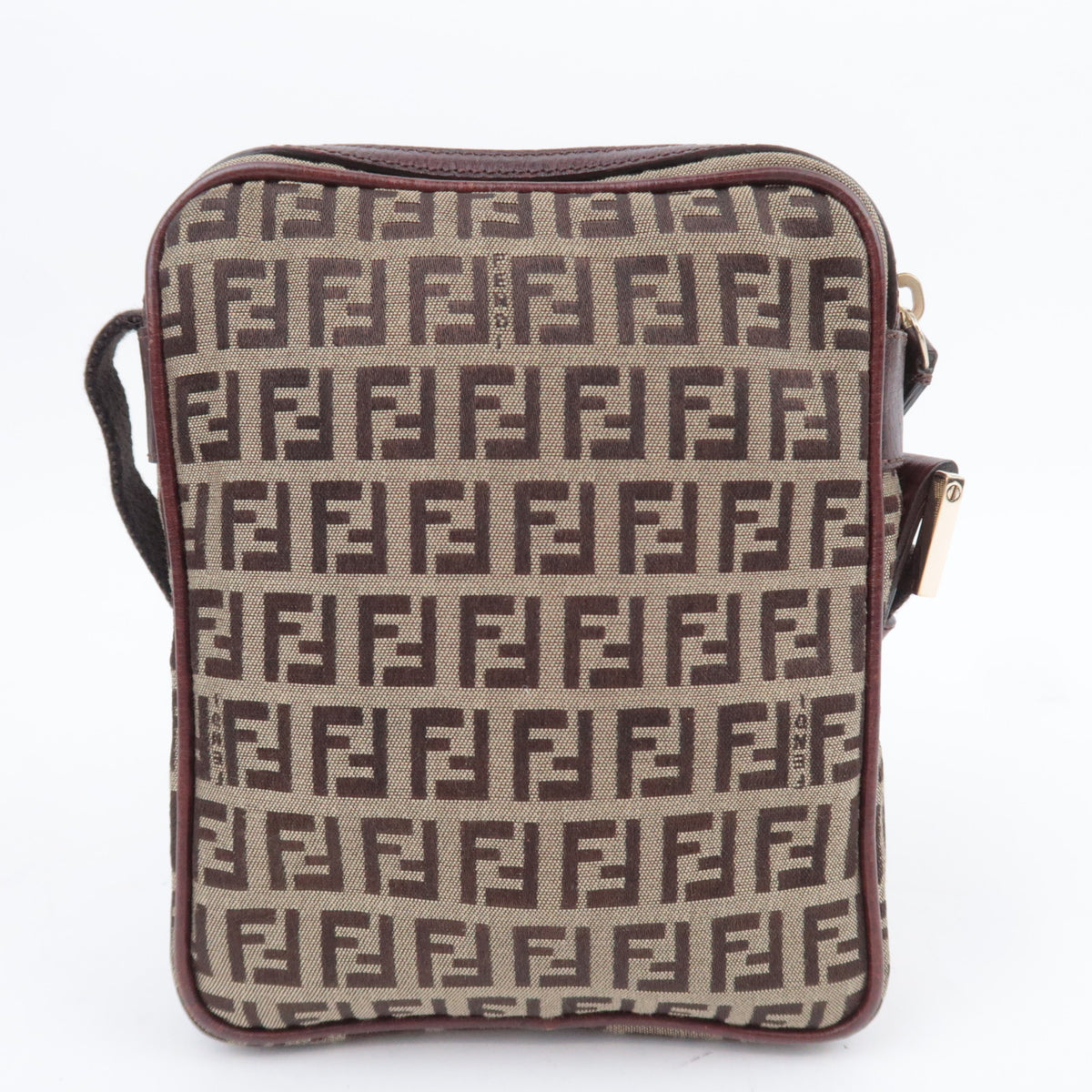 FENDI Zucchino Canvas Shoulder Bag Brown 8BT098