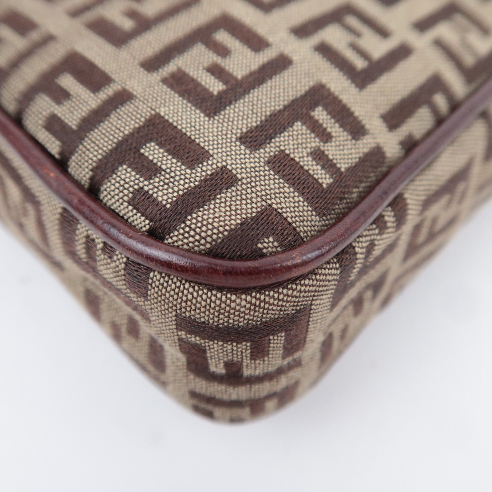 FENDI Zucchino Canvas Shoulder Bag Brown 8BT098