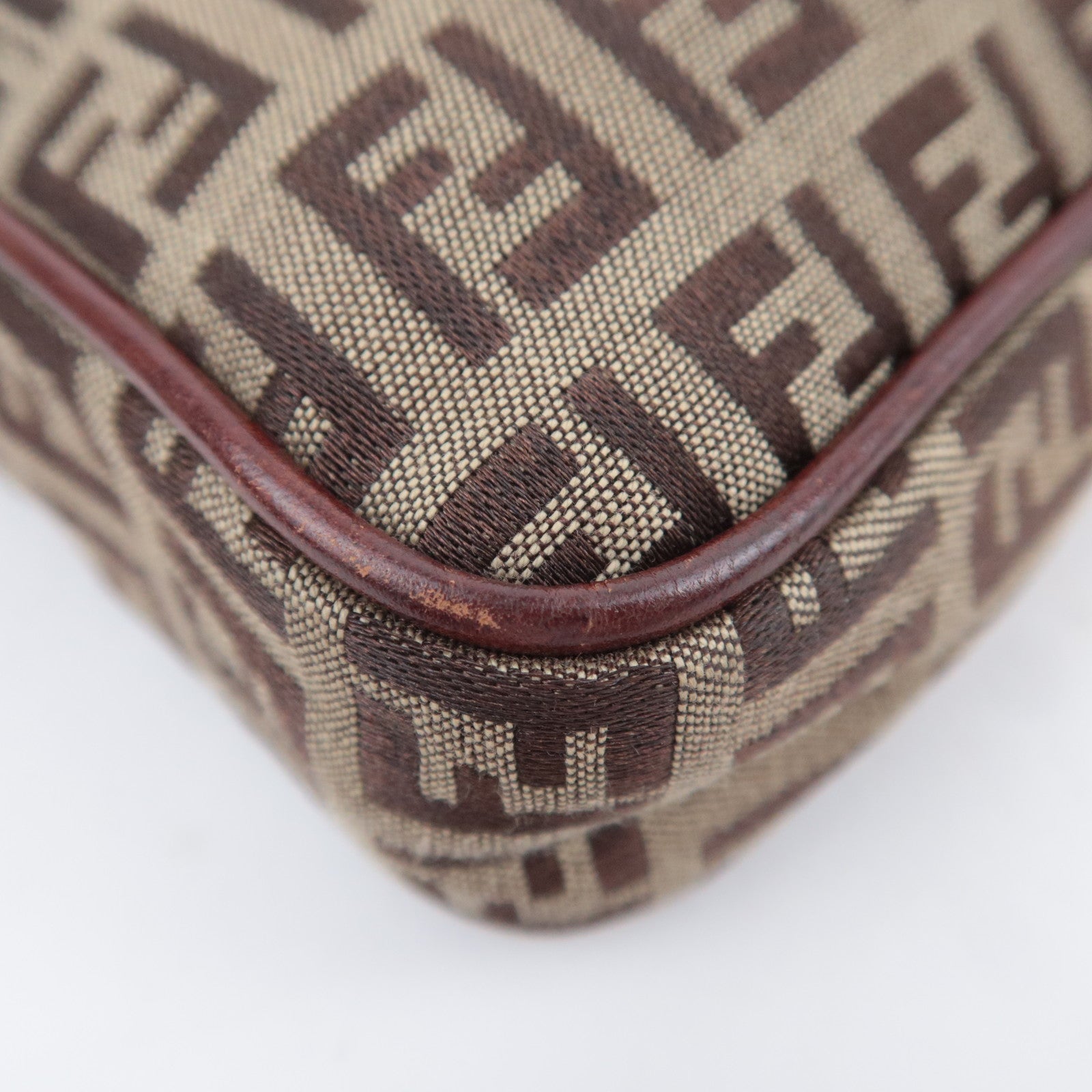FENDI Zucchino Canvas Shoulder Bag Brown 8BT098