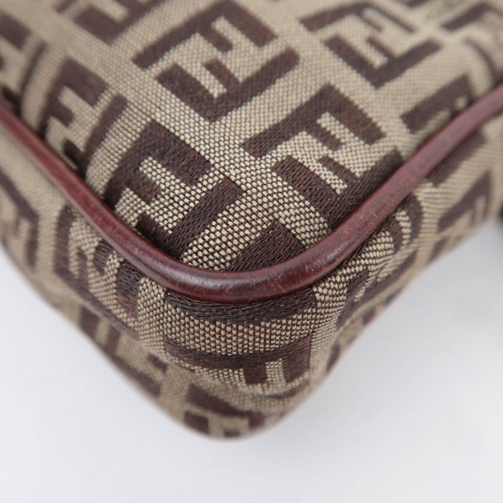 FENDI Zucchino Canvas Shoulder Bag Brown 8BT098