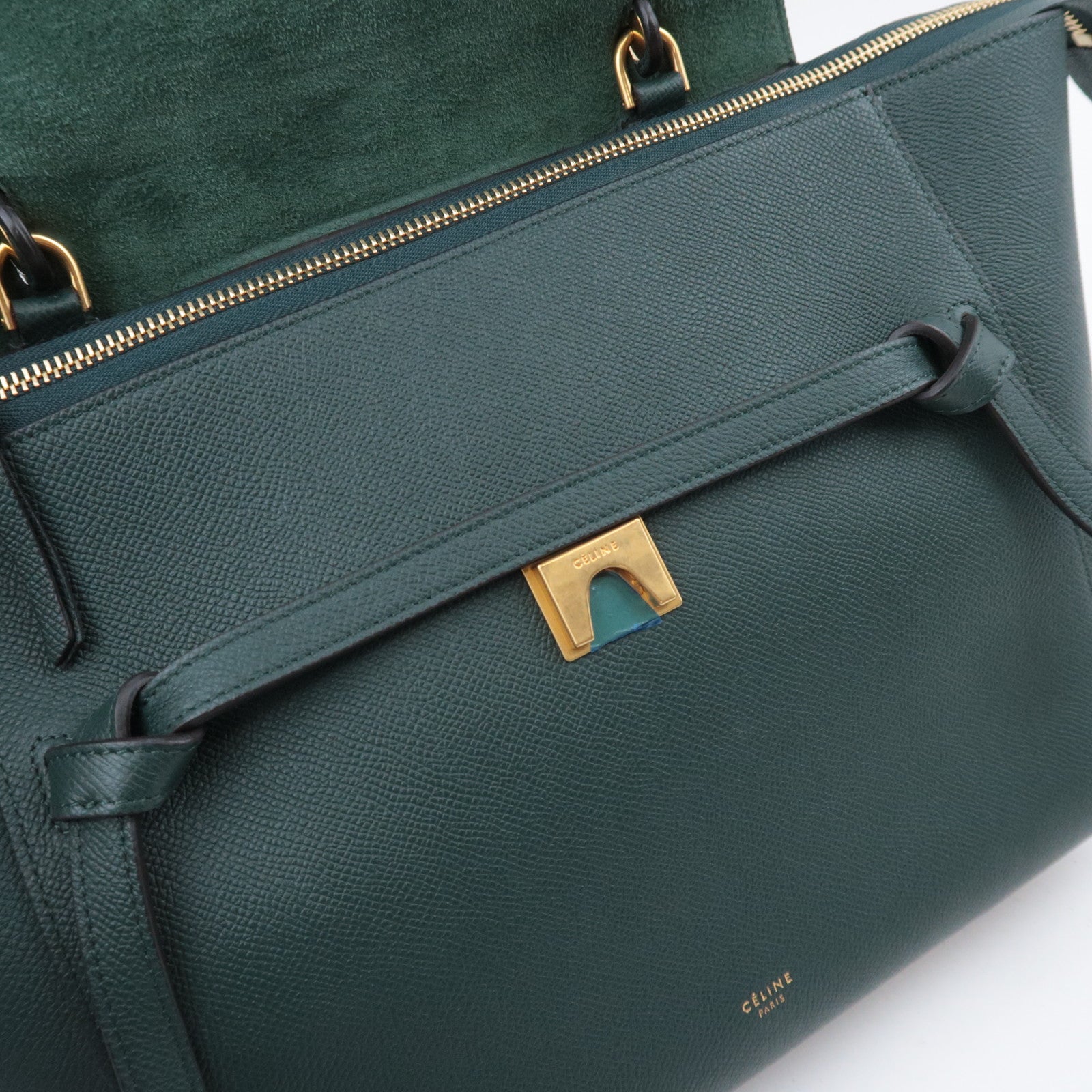 CELINE Belt Bag Mini 2Way Leather Handbag Green