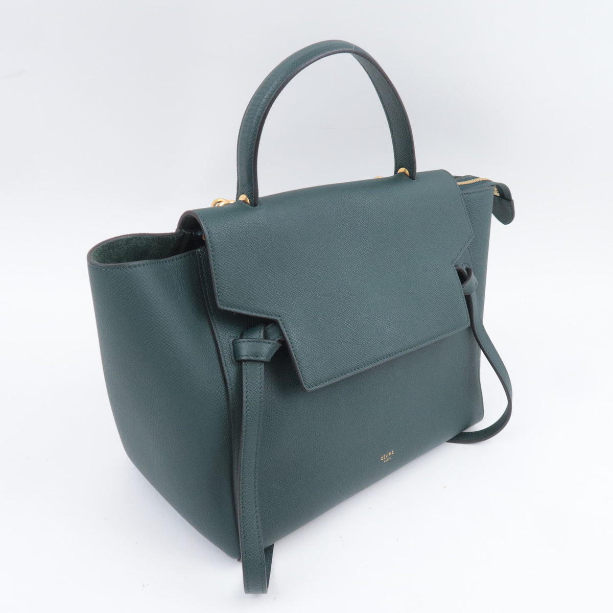 CELINE Belt Bag Mini 2Way Leather Handbag Green