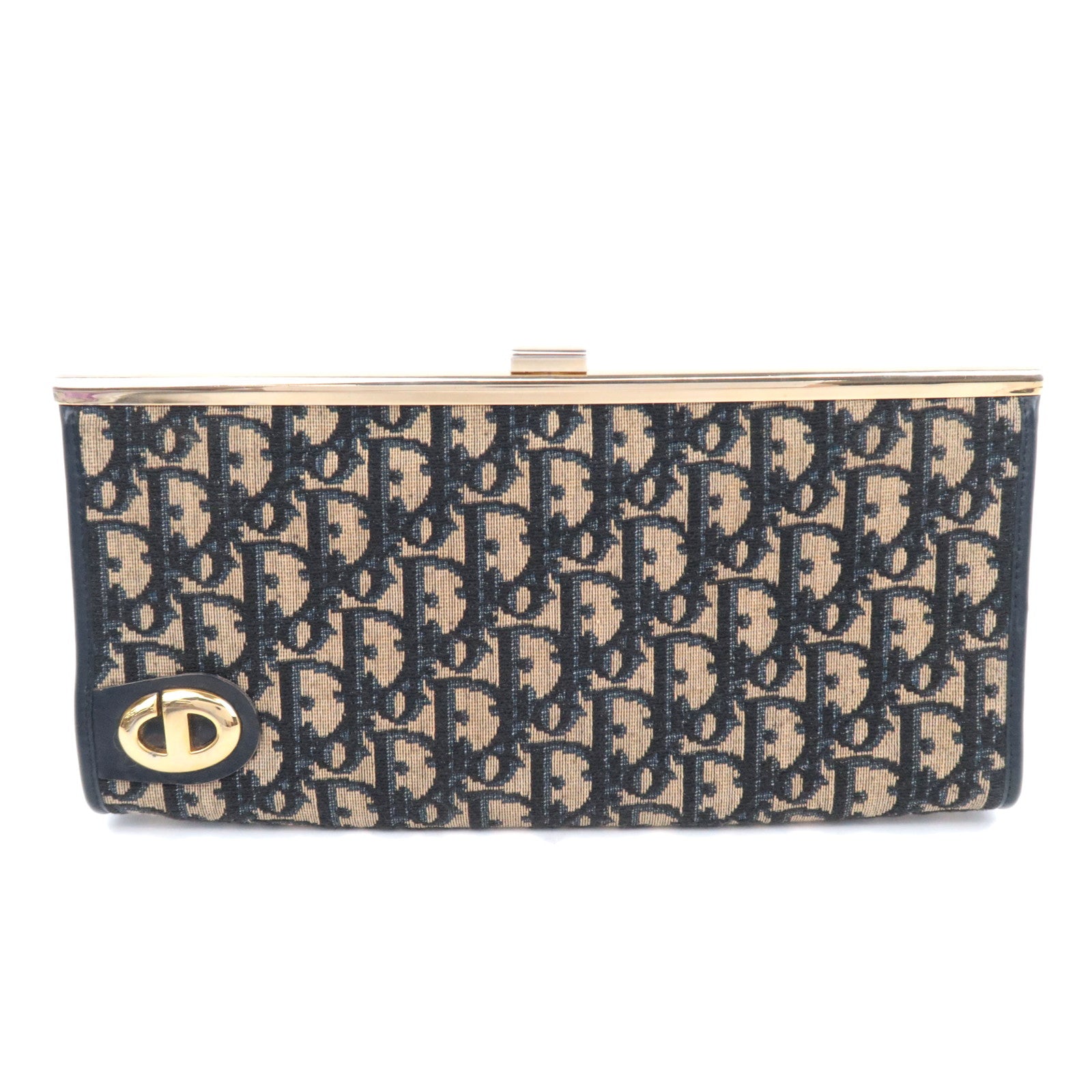 Christian Dior Trotter Kiss Lock Canvas Clutch Bag92219