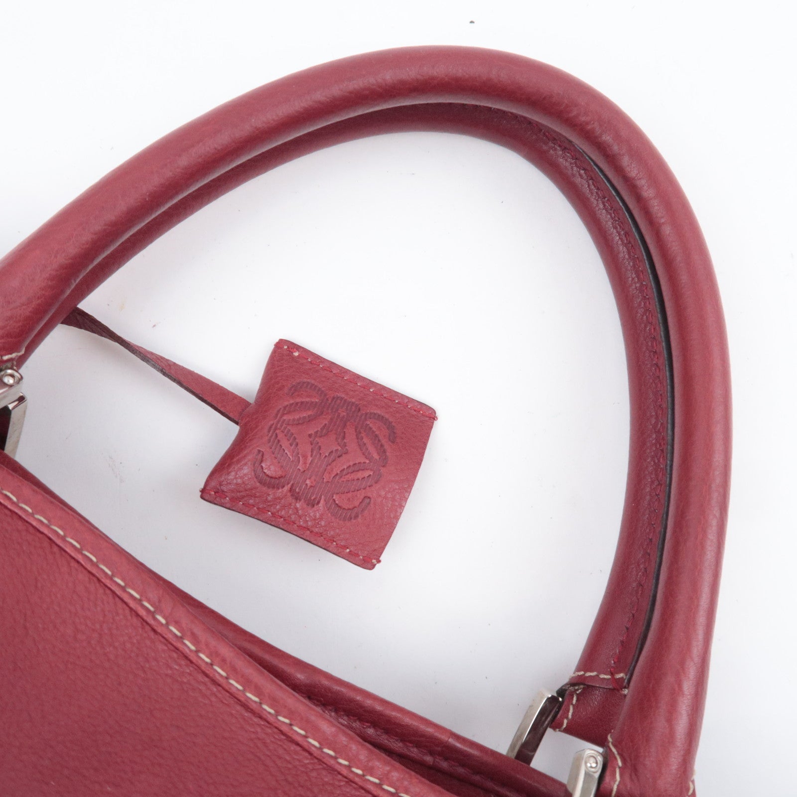 LOEWE Anagram Fusta Leather Tote Bag Red