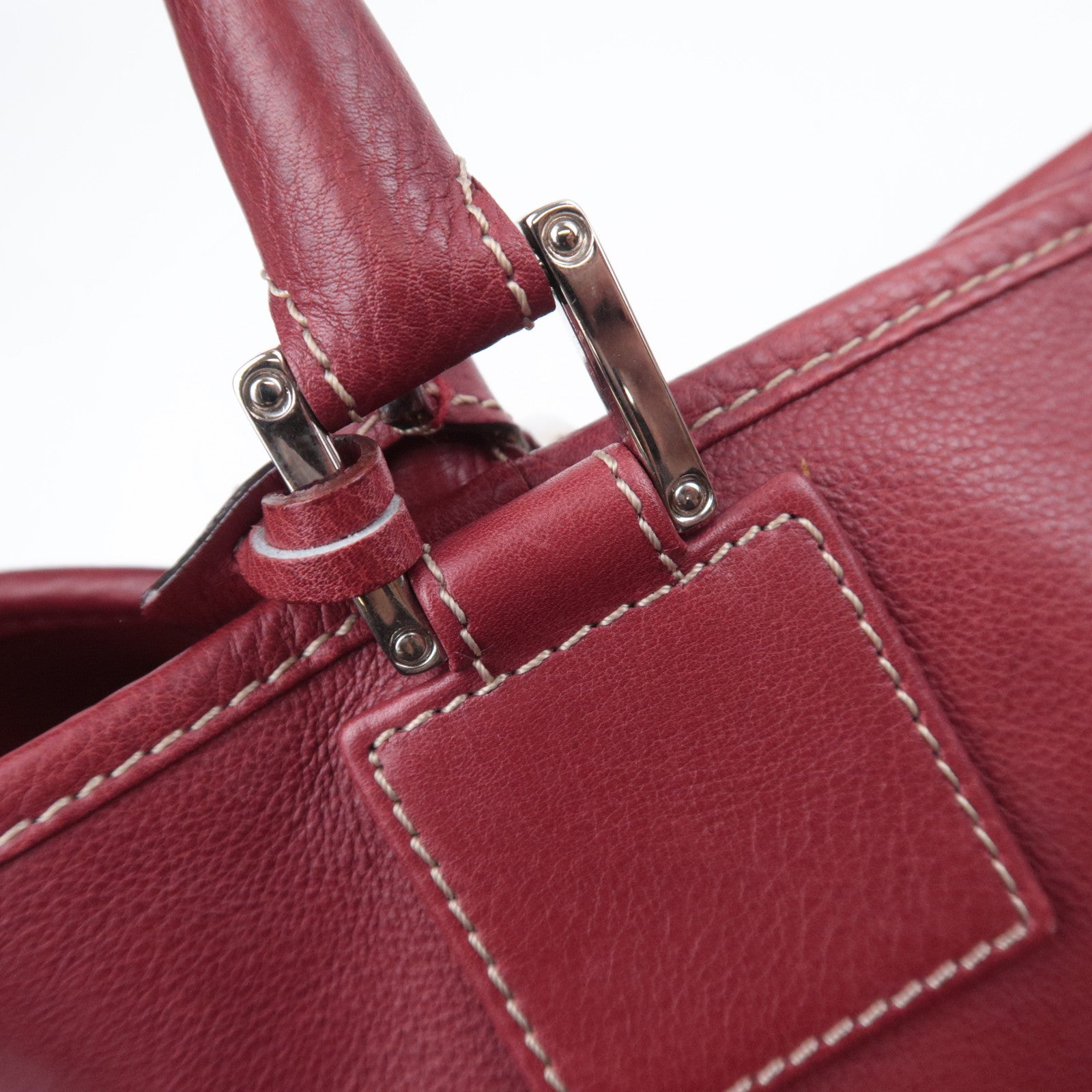 LOEWE Anagram Fusta Leather Tote Bag Red